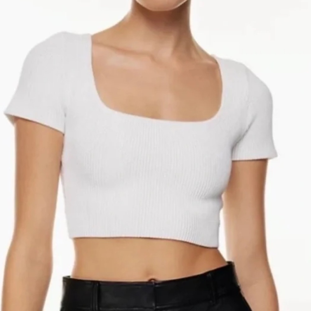 Babaton square neck white shirt aritzia